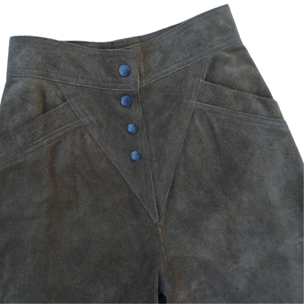 25 Western Vintage Leather Gauchos V Yoke Pockets Snap Fly Satin Lined Wide Leg